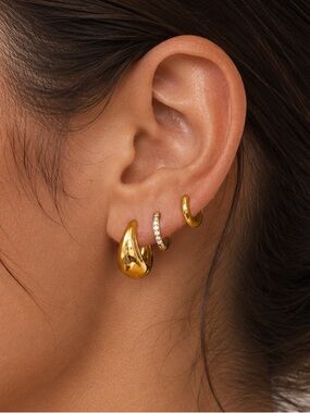 3 Pairs | 18K Gold Plated Earring Set